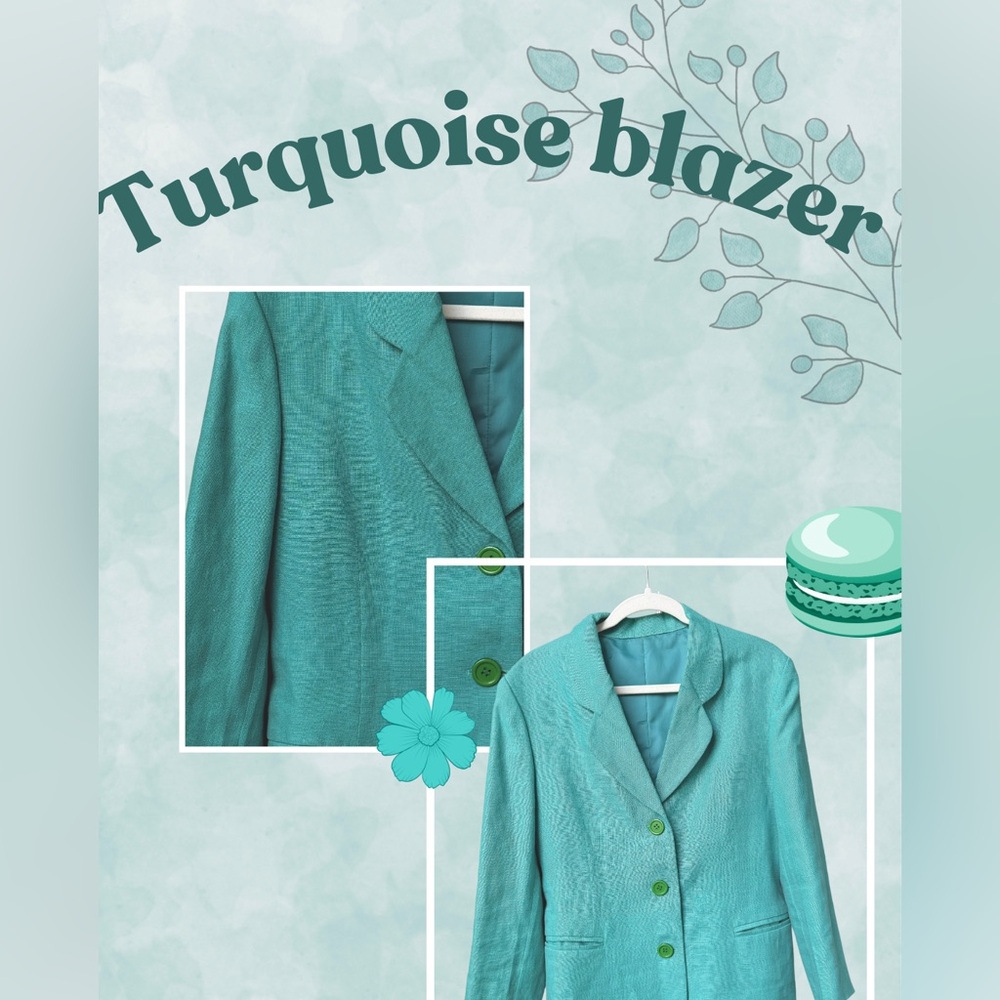 ✨ Handmade Turquoise Blazer | Lightweight & Fresh | Size M | Like New ✨
